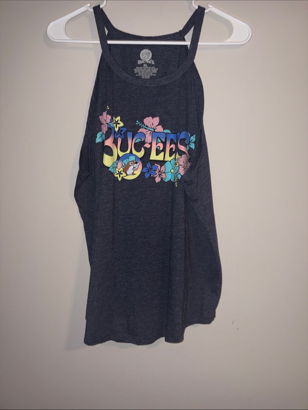 Dark Blue Buc-ee’s Floral Logo Tank Top